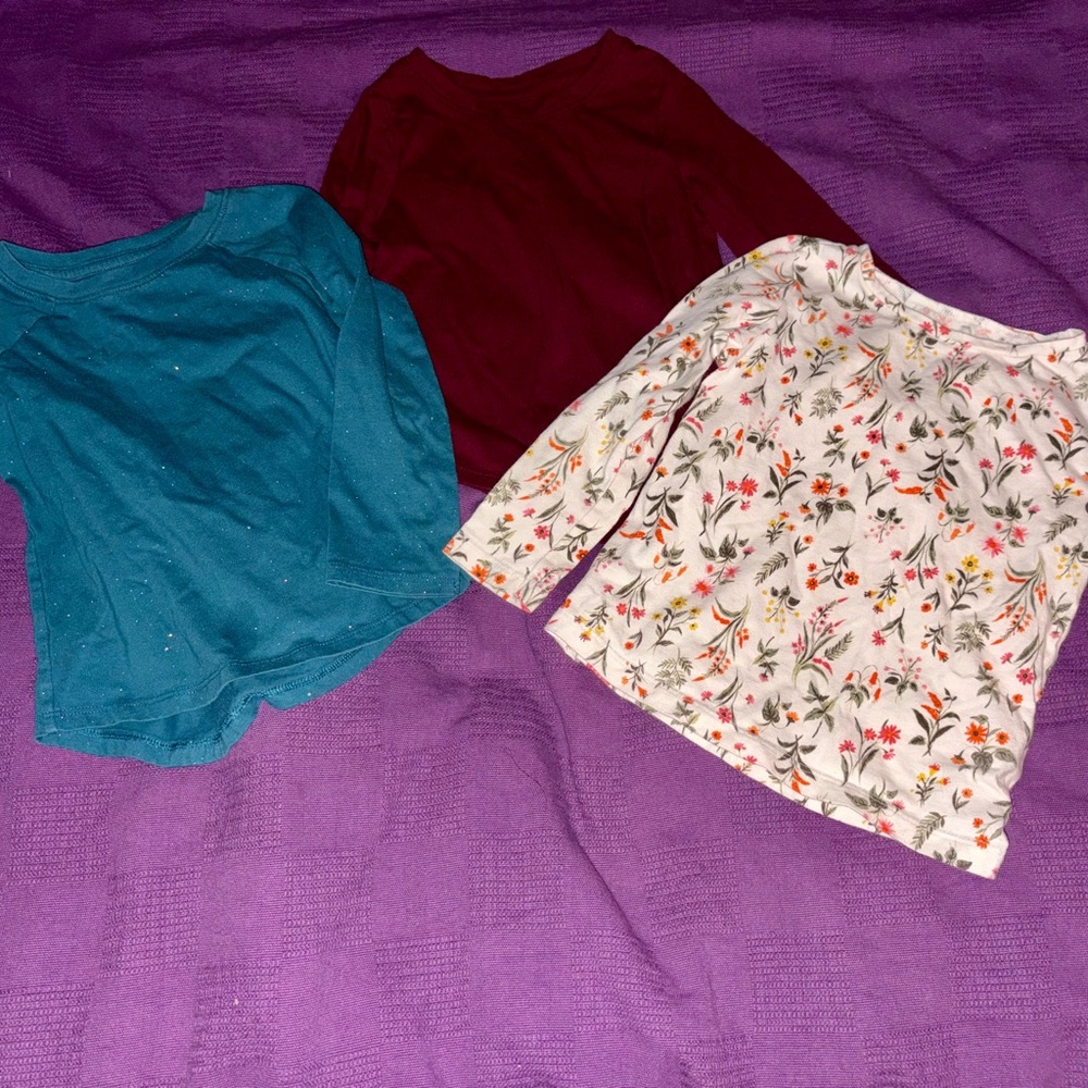 Set of Three Long Sleeve Tops - Teal, Burgundy, Floral